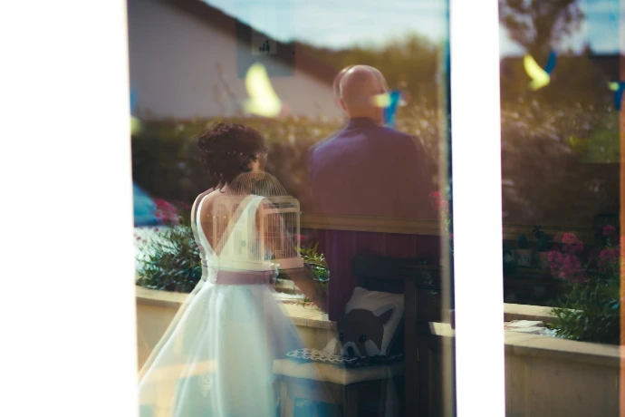Photo de couple mariage par zoom cadre